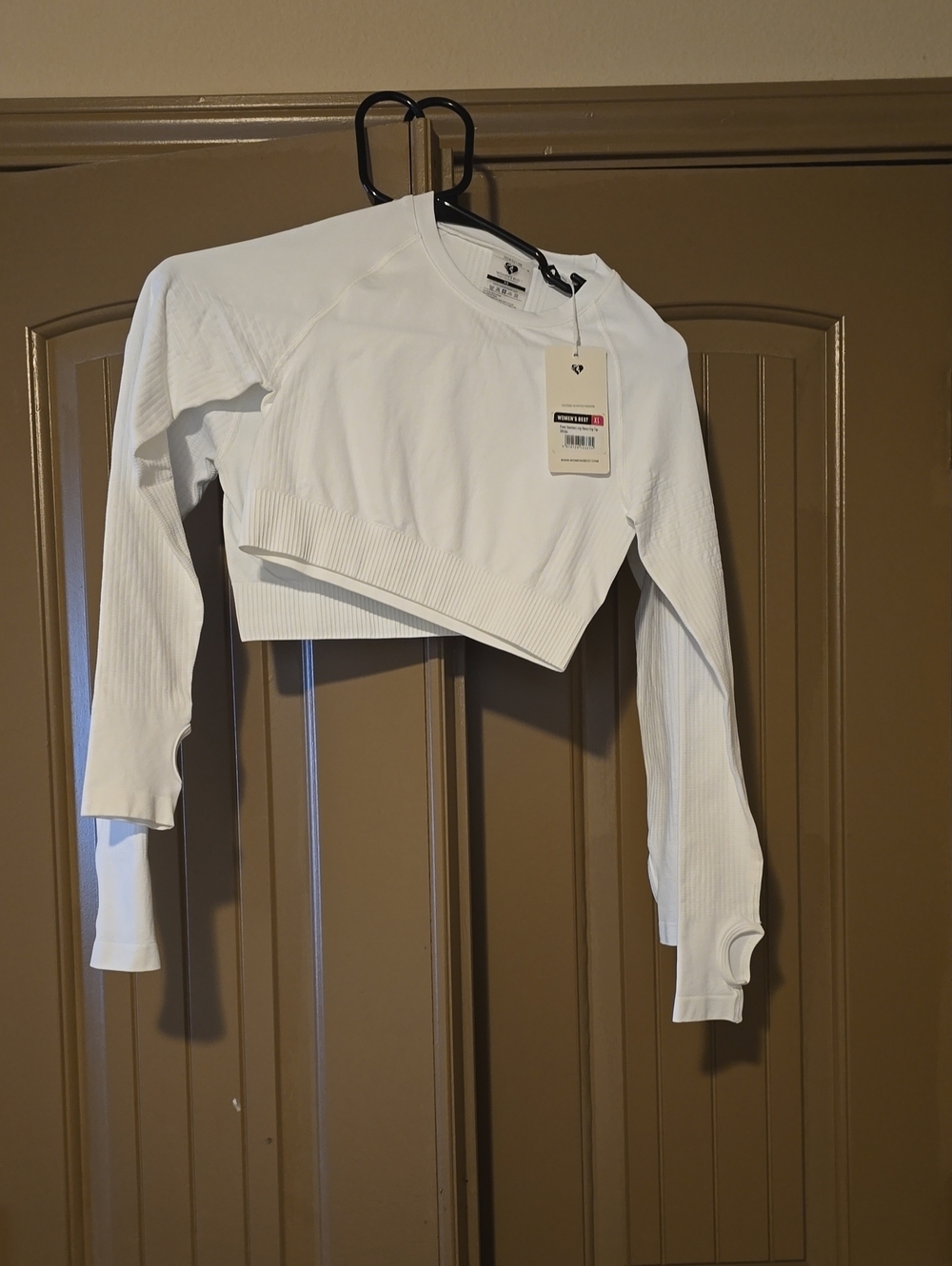 PAIR Women's Best Power Seamless White Cropped Long Sleeve XS NWT